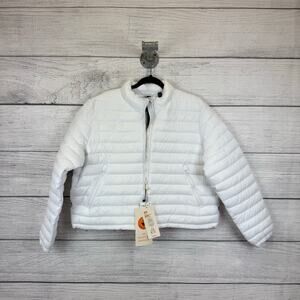 Save The Duck Women's White Neha Channel Plumtech Quilt Puffer Jacket Size XL